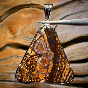 Daddy Rock Sterling Silver - UNISEX Large Solid Tribal Boulder Opal Pendant