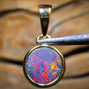 Sterling Silver Gold Plated - Queensland Boulder Opal Doublet Pendant Top Red Bargain