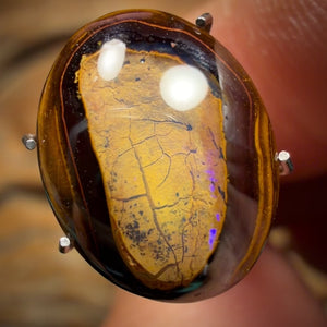 5.2cts - Yowah Nut Crystal Centre Purple Suspended Kernel Australian Opal.