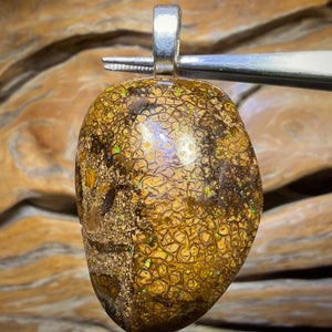 Solid Tan Tribal Queensland Boulder Opal Pendant