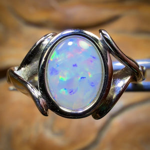 Sterling Silver - South Australian White Opal Ring