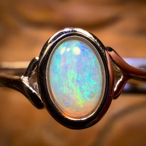 🔨 AUCTION 🔨 Sterling Silver - South Australian Crystal Opal Ring