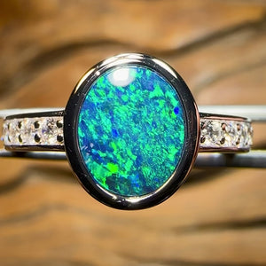 Silver Queensland Boulder Opal Doublet Ring