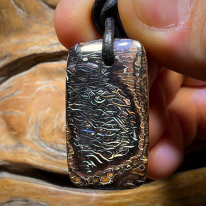 Dad Awesome Black Tribal 32 x 18mm - Drilled Tribal Queensland Boulder Opal Necklace