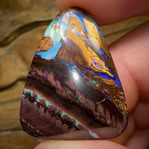 47.2cts - Double Sided Australian Boulder Opal. “Lightning over outback”Landscape Pattern