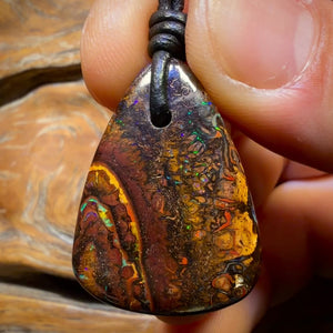 31 x 22mm - Drilled Tribal Queensland Boulder Opal Necklace
