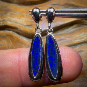 Roadshow Wild Card! Sterling Silver - Australian Boulder Opal Doublet Drop Stud Earrings