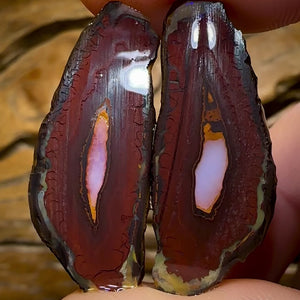 40.9cts - Yowah Nut Crystal Centre Rough Pair