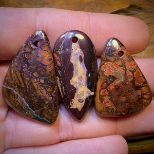 109.8cts - 3x Drilled Queensland Boulder Opals. Wholesale Parcel