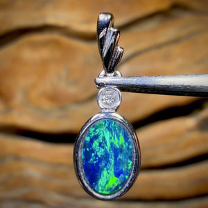 14k White Gold - Queensland Boulder Opal Doublet Pendant Bargain