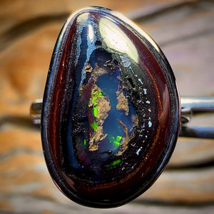 KERNEL MUMMY Sterling Silver - Super Rare Solid Yowah Nut Kernel Opal Ring WOW