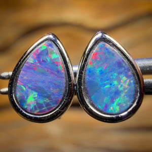 Sterling Silver - Australian Boulder Opal Doublet Stud Earrings