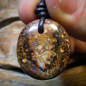 HDW 25 x 22mm - Drilled Tribal Queensland Boulder Opal Necklace. Australian Opal