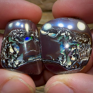 99.1cts - Koroit Nut Opal Pair. TRIBAL PATTERN