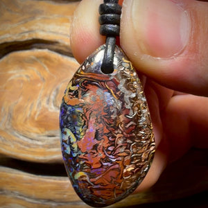 35 x 20mm - Great Pattern Drilled Tribal Queensland Boulder Opal Necklace