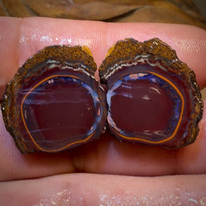 55.5cts - Yowah Nut Partial Crystal Centre Rough Specimen Pair