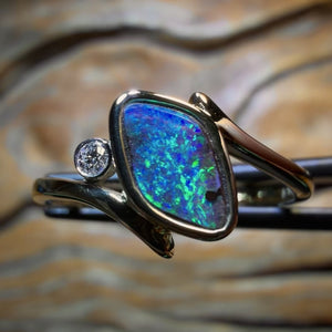 14k Gold - NEW Isaac Design Solid Queensland Boulder Opal Ring
