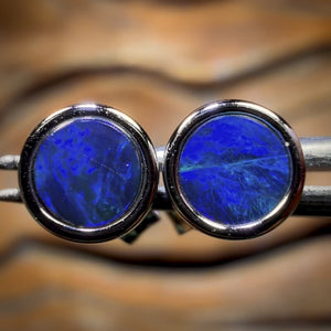 Bargain Card! Sterling Silver - Australian Boulder Opal Doublet Stud Earrings