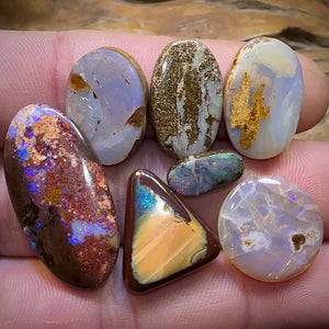 🔒71.6cts - 7x Finished Queensland Boulder Opal Parcel Below Cutting Cost
