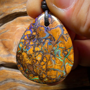 Cool Art! 38 x 31mm - Drilled Tribal Queensland Boulder Opal Necklace