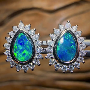 Sterling Silver - Australian Boulder Opal Doublet Stud Earrings