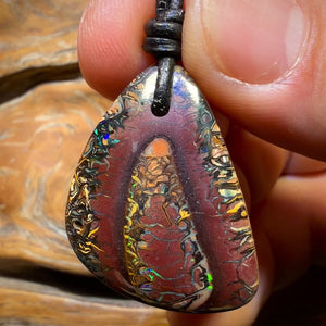 Bargain Card! 32 x 23mm - Drilled Tribal Queensland Boulder Opal Necklace