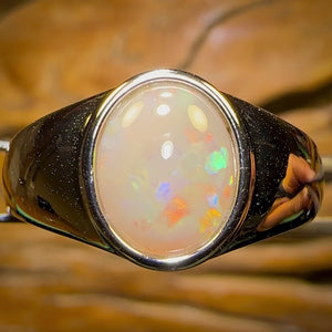 Sterling Silver - UNISEX South Australian White Opal Ring