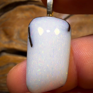 🔨 AUCTION 🔨 Solid Queensland Unique White Boulder Seam Opal Pendant