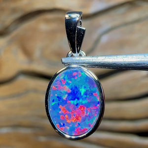 14k White Gold - Queensland Boulder Doublet Opal Pendant