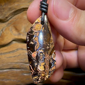 41 x 16mm - Drilled Australian Boulder Opal Necklace Tribal Picture stone