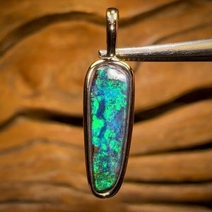 14k Gold - Solid Queensland Boulder Opal Pendant