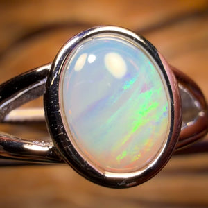 Sterling Silver - Solid South Australian Crystal Opal Ring