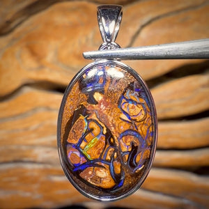 Sterling Silver - Solid Yowah Nut Opal Pendant UNISEX