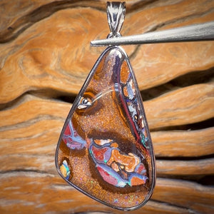 Sterling Silver - Solid Yowah Nut Opal Pendant UNISEX