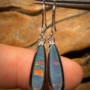 Sterling Silver - “Disco Lights” Australian Boulder Opal Doublet Hook Earrings