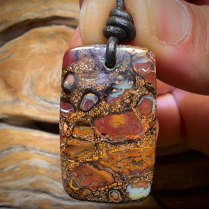 34 x 21mm - Drilled Tribal Queensland Boulder Opal Necklace