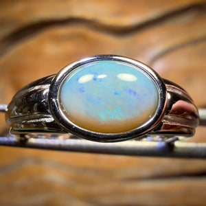 Sterling Silver - UNISEX “Pinky Ring” Solid South Australian Crystal Opal Ring