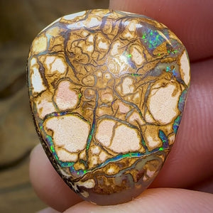 20.8cts - Yowah Nut Opal. White Porcelain Tribal Pattern