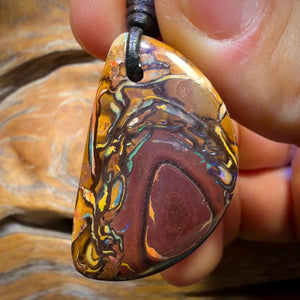 35 x 22mm - Drilled Tribal Queensland Boulder Opal Necklace