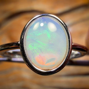 Sterling Silver - Solid South Australian Crystal Opal Ring