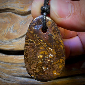 44 x 27mm - Drilled Boulder Opal Pendant w/ Eco Friendly Vegan Cord