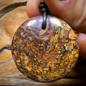 36 x 36mm - Drilled Tribal Queensland Boulder Opal Necklace