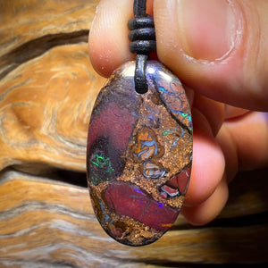 Bargain Card! 35 x 20mm - Drilled Tribal Queensland Boulder Opal Necklace