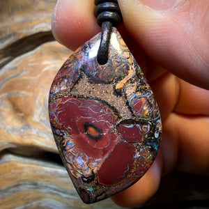 WildCard! 37 x 23mm - Drilled Tribal Queensland Boulder Opal Necklace