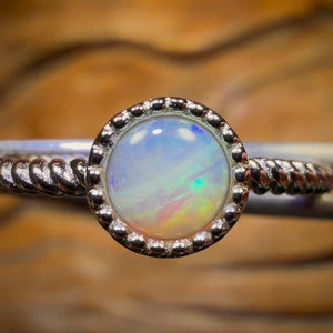 🔨 AUCTION 🔨 Sterling Silver - Solid South Australian Crystal Opal Ring Adjustable Size