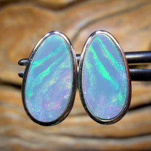 TGIF Sterling Silver - Australian Boulder Opal Doublet Stud Earrings