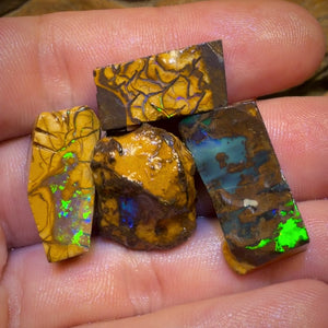 🔒90,4 ct – 4x Rohopal-Paket aus Yowah-Nuss. Australischer Boulder-Opal.