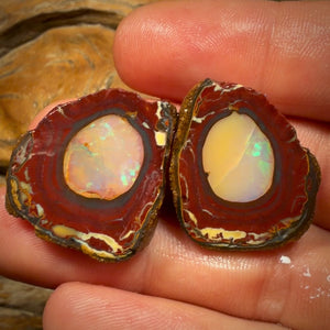 65.5cts - Yowah Nut Crystal Centre Rough Specimen Pair