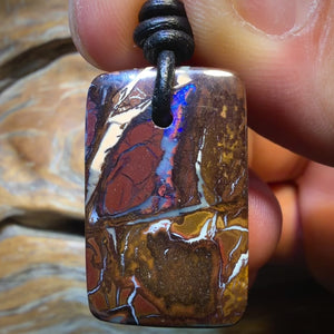TGIF 28 x 18mm - Drilled Tribal Queensland Boulder Opal Necklace