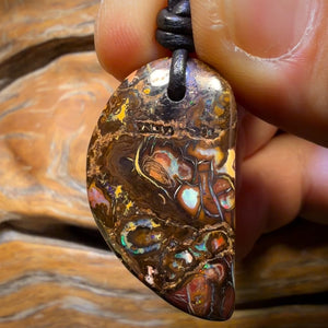 32 x 19mm - Drilled Cool Tribal Queensland Boulder Opal Necklace
